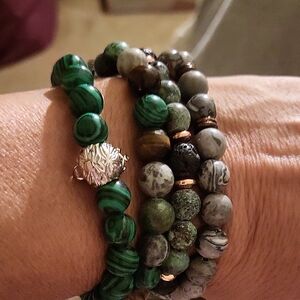UnisexNatural Stones Bundel Price Drop Elegant Green and Gray Beaded Bracelet